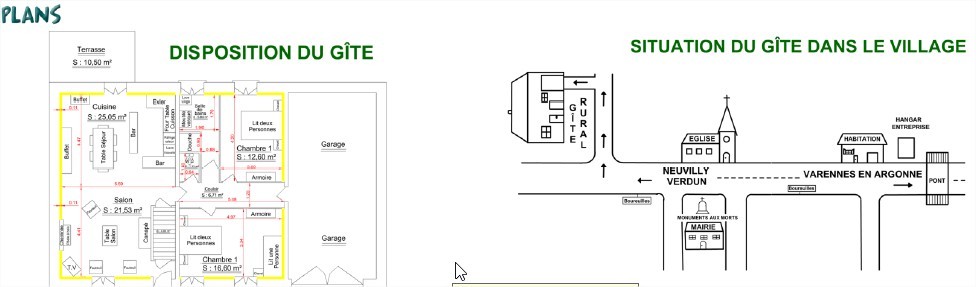 Plan du gîte la Prairie à Boureuilles en Argonne Meuse Lorraine