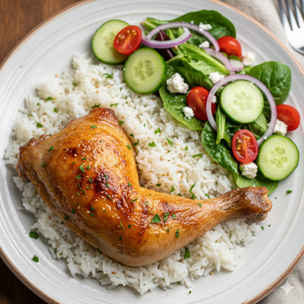 Pollo con Arroz y Ensalada