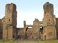 Vista parcial de las ruinas de las termas de Caracalla en Roma.