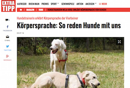 Die Körpersprache von Hunden, Screenshot Presse-Artikel vom Rhein-Main-Extra-Tipp