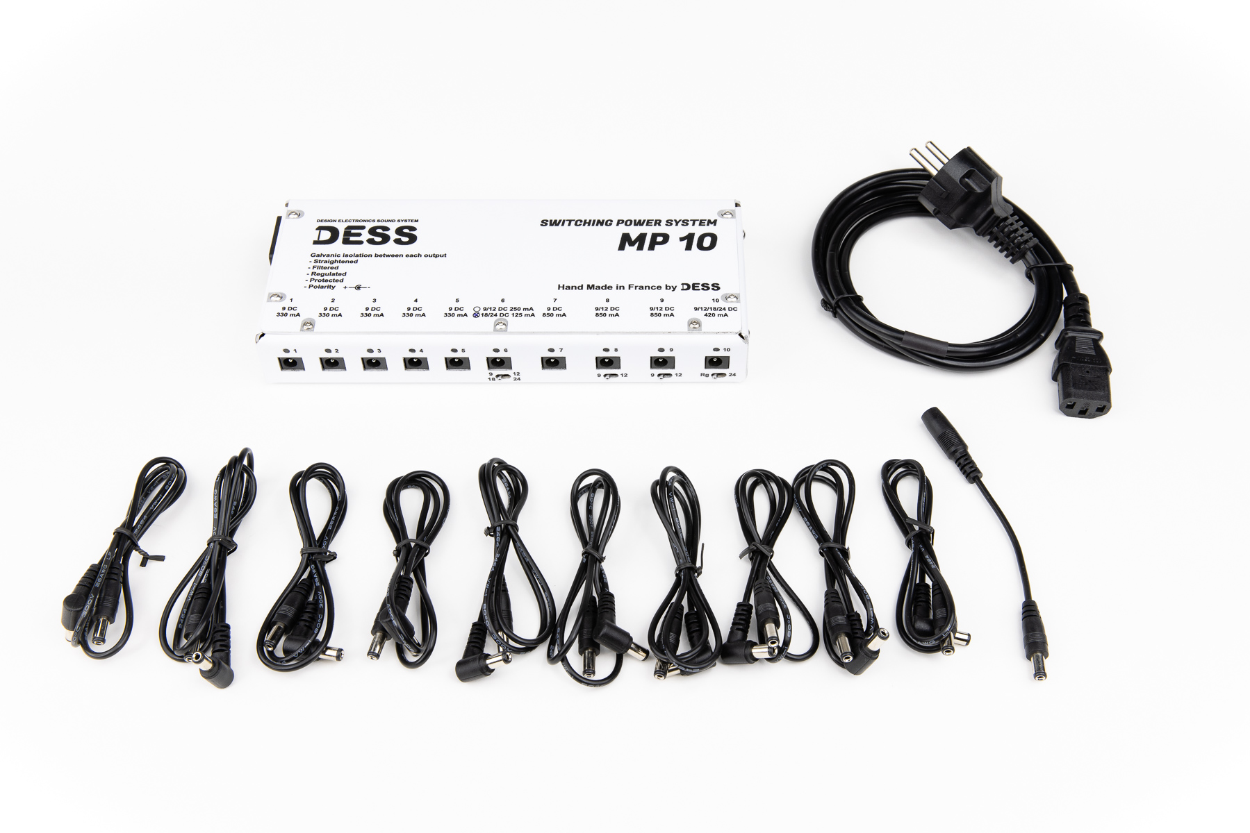 Alimentation pour pédales d'effets, Power Supply, Power Switching, MP-10, DESS