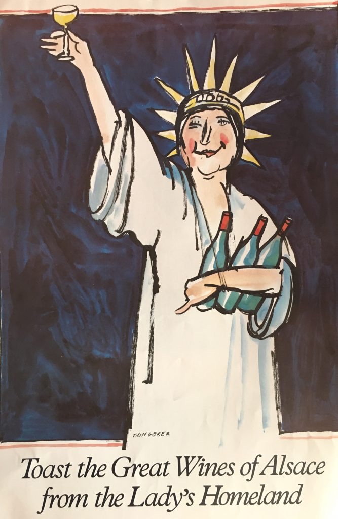 · Tomi Ungerer – La statue de la Liberté - affiche de promotion des Vins d'Alsace
