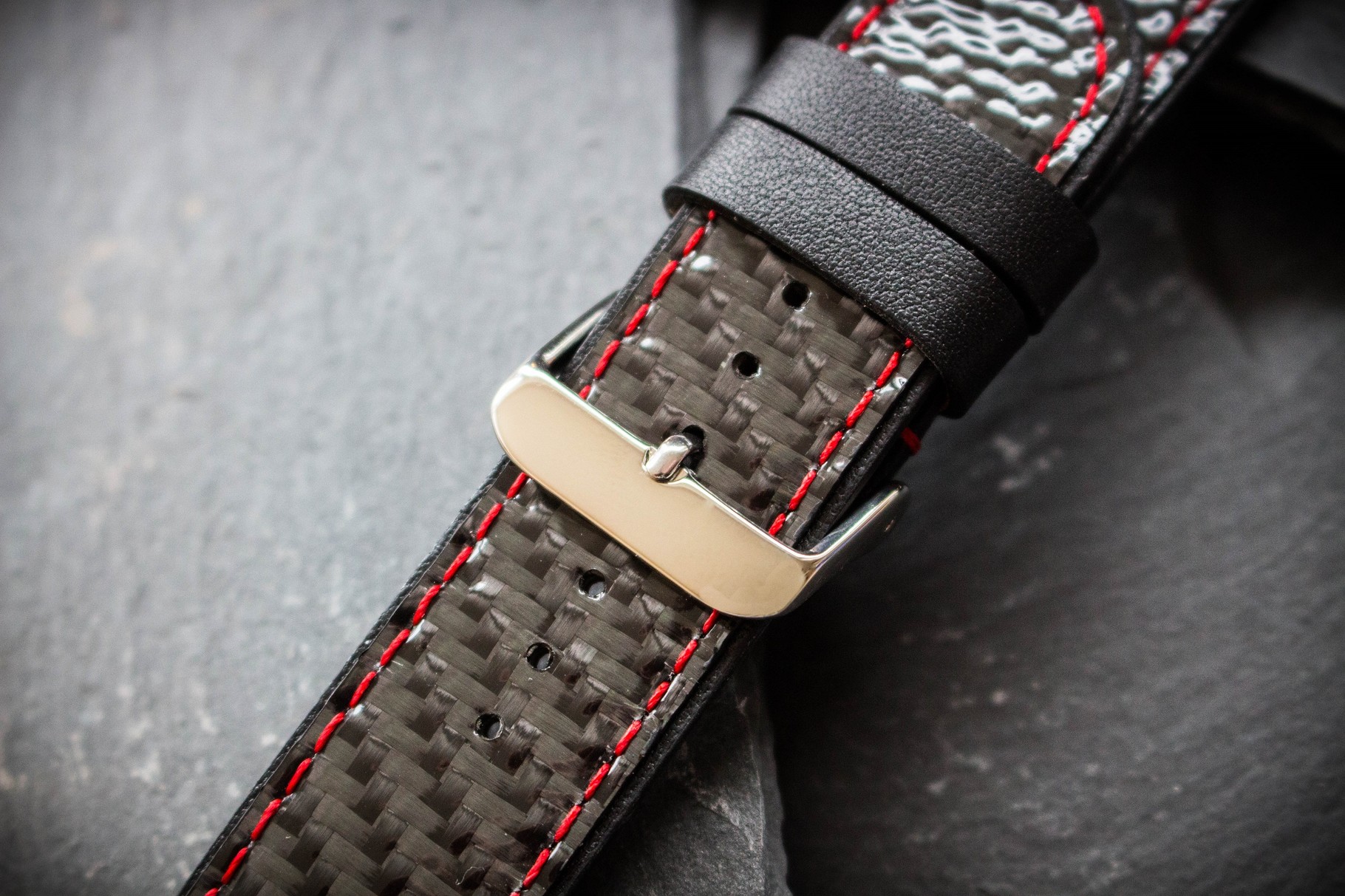 Leather watch bracelet with Carbon