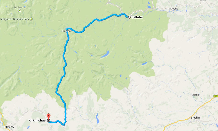 Karte von Google Maps - Unsere heutige Route