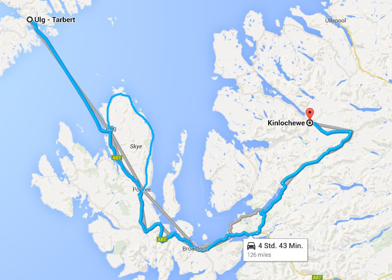 Karte von Google Maps - Unsere heutige Route
