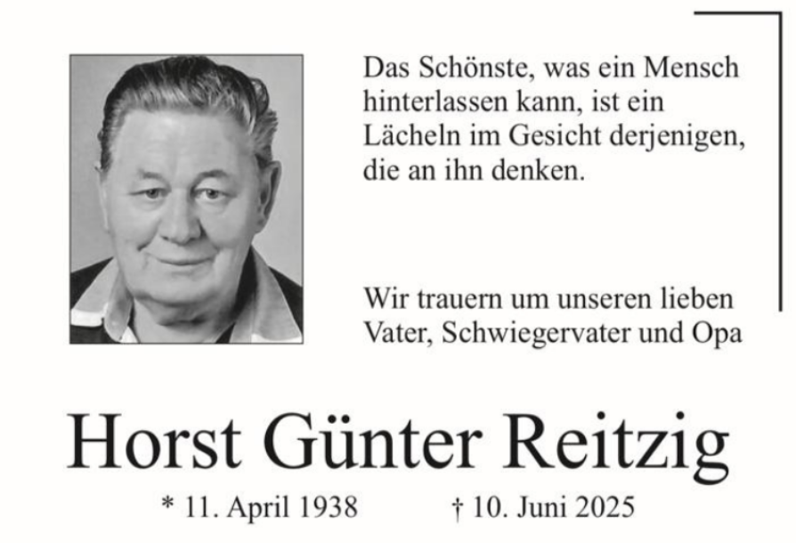 Günter Reitzig Traueranzeige