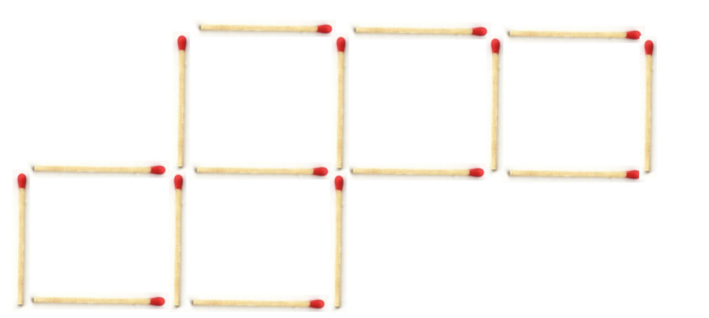 Nell’immagine potete vedere cinque quadrati (non sono precisissimi =)) muovendo solo due stuzzicadenti dovrete riuscire a farne rimanere quattro.FACILE 