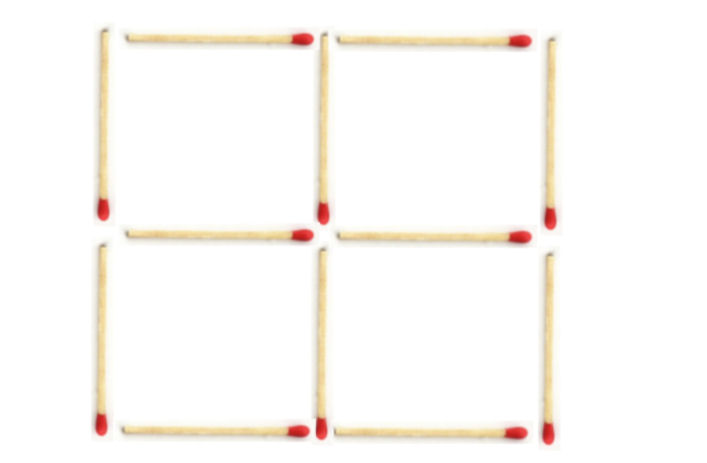 Siete in grado di trasformare la figura composta da quattro quadrati in una con solamente tre quadrati e allineati? Avete a disposizione solo quattro mosse. MEDIO