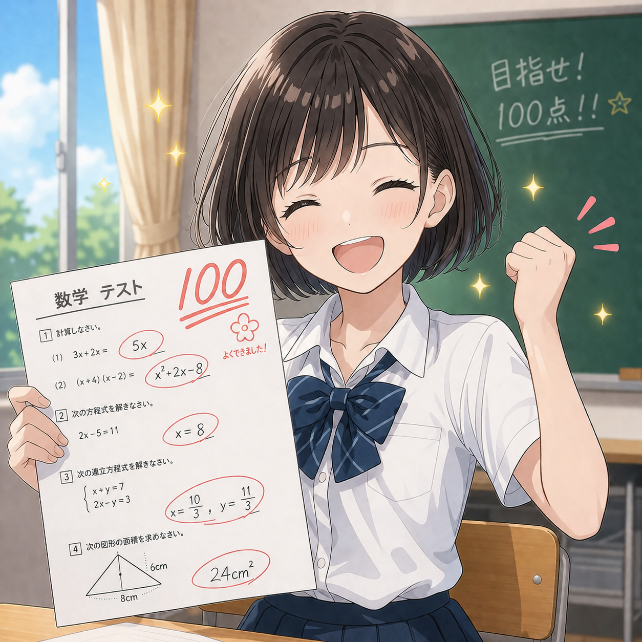 数学100点が２名！西南部中・１学期期末テスト