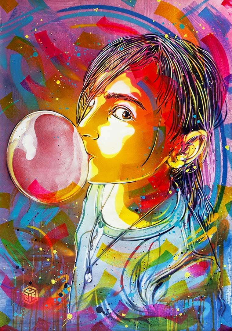 C215 street art nina bubble