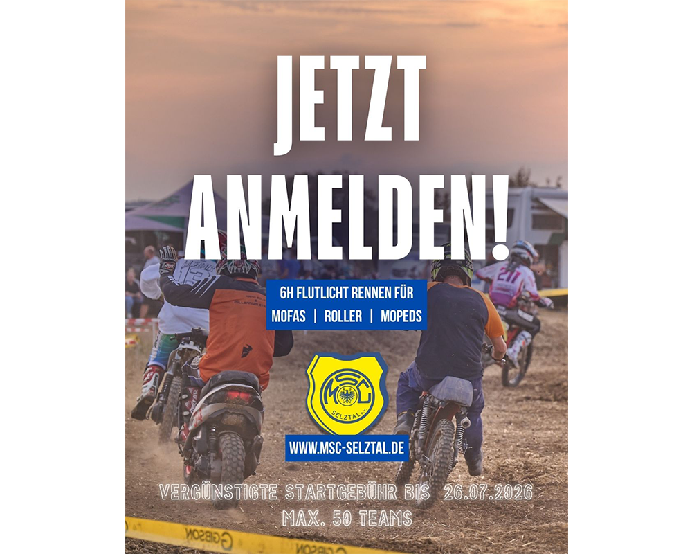 Anmeldung zum Flutlicht-Mofa-Wochenende 2026 ab sofort geöffnet