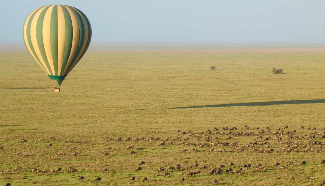 Flug im Heissluftballon über die Serengeti