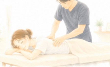 体が誤解している緊張を解き、使いにくい部分のバランスを丁寧に整える整体施術のイラスト