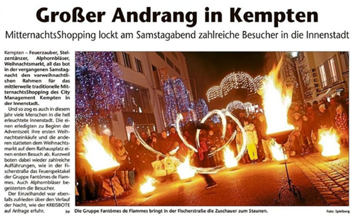 Feuershows beim Mitternachts-Shopping in Kempten