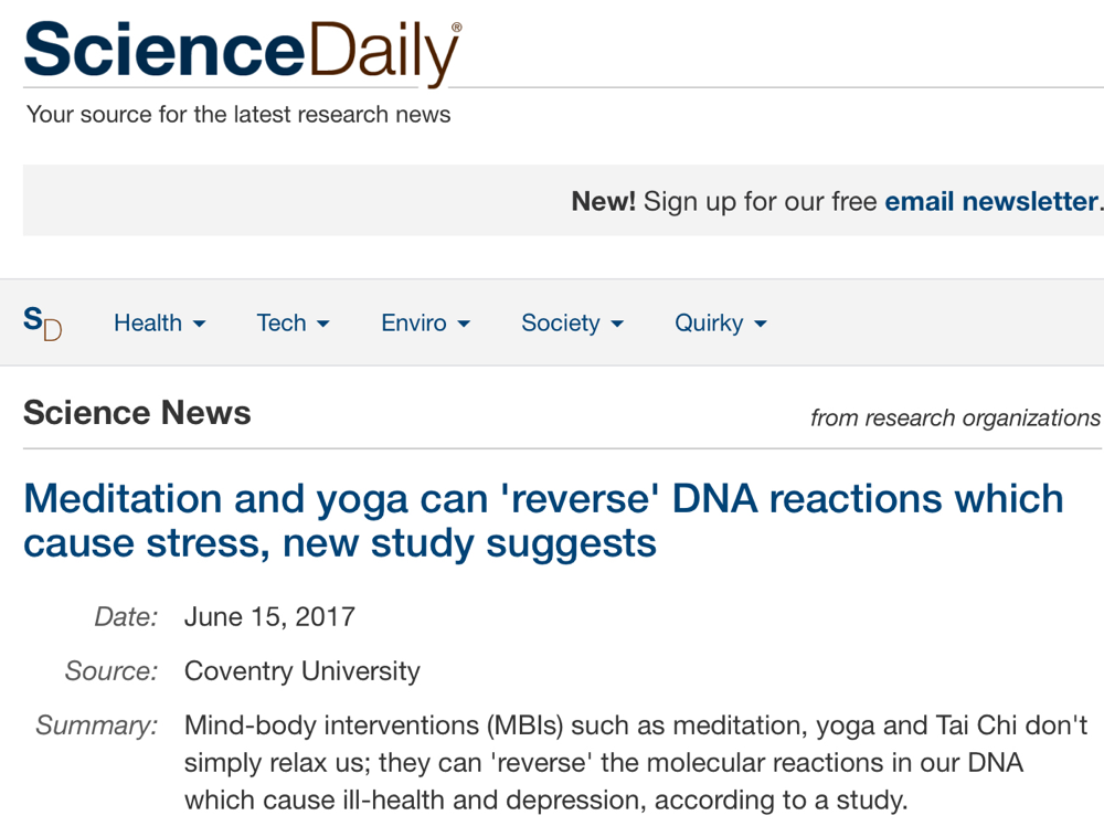 Neue Studie besagt Taiji, Meditation und Yoga können DNA-Reaktionen umkehren, die Stress erzeugen.