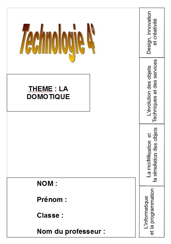 Page De Garde Techno LA PAGE DE GARDE - Technologie Collège Leognan