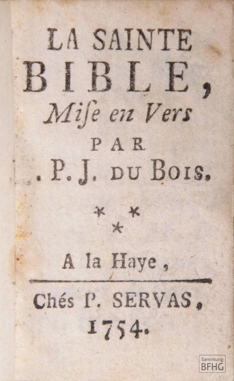 »Haarknotenbibel« (»Bible de chignon«) – Titelseite Altes Testament / © Sammlung BFHG