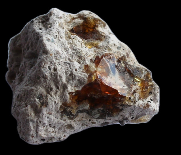 Feueropal. Fundort: San Juan del Rio, Mexiko.