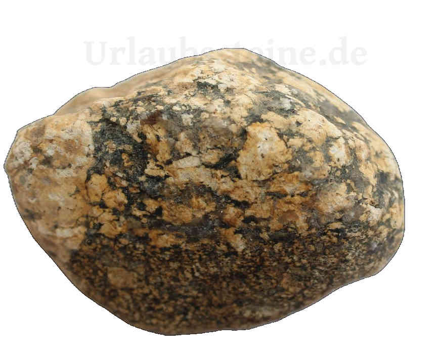 Gelblicher Granit (porphyrischer Granit), Geschiebefund. Fundort: Nordsee, Dänemark.