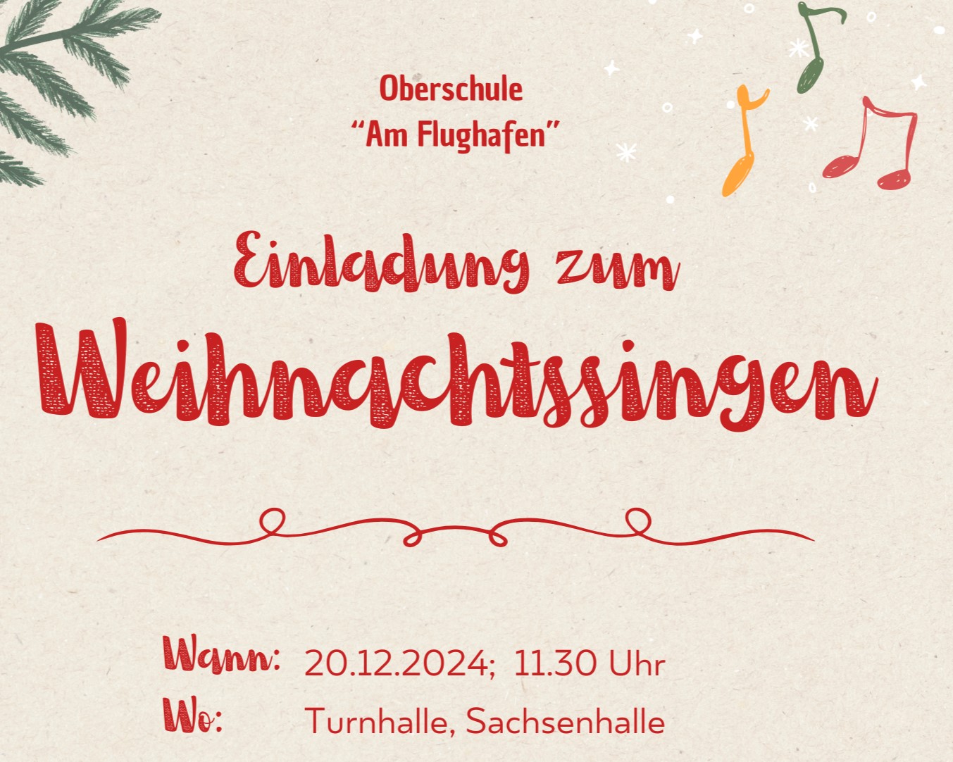 Einladung zum Weihnachtssingen am 20.12.24