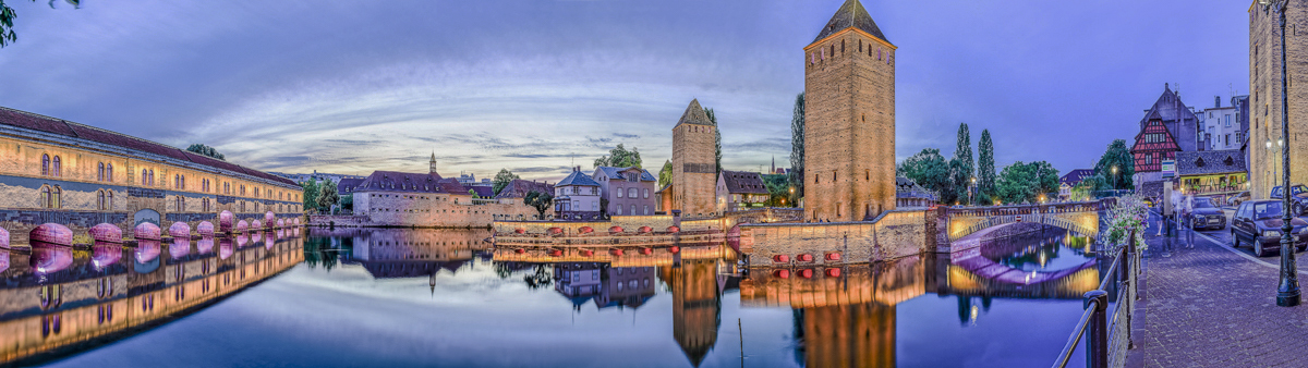 Strasbourg Ponts Couverts - panoramique HDR - tirage 310mm X 860mm pleine feuille ou 200mm X 575mm avec marges - 170€ réf: straspan-002