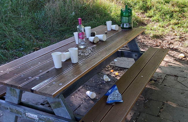 Foto: Verpackungsmüll in Grünanlagen