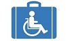Bild zeigt Koffer mit Rollstuhlfahrer für Rollstuhl an Bord