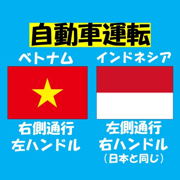 運転について（ベトナムVSインドネシア）
