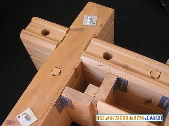 Wohnblockhaus - Holzhäuser mit zweischaliger Wandkonstruktion mit Vierkantblockbalken in mm (135x220) - Blockhausbau - Planung mit Innendämmung