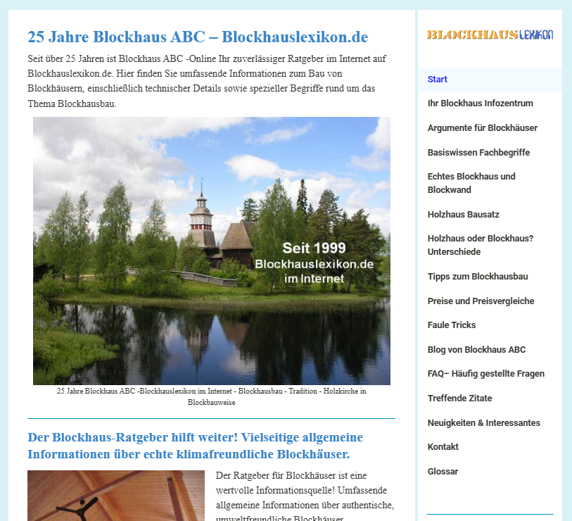 „ABC der Blockhäuser“ - eine umfassende Informationsquelle