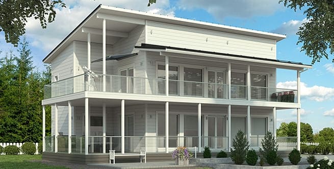 Freigeplantes Holzhaus mit Pultdach - Allergikerhaus - Energiesparhaus - Individuelles Haus bauen  - Blockhausbauer - Blockhausspezialitäten - Umweltfreundliche Häuser aus Holz ohne Schadstoffe und Kunststoffe - Blockhausbauweise - Ökohaus 