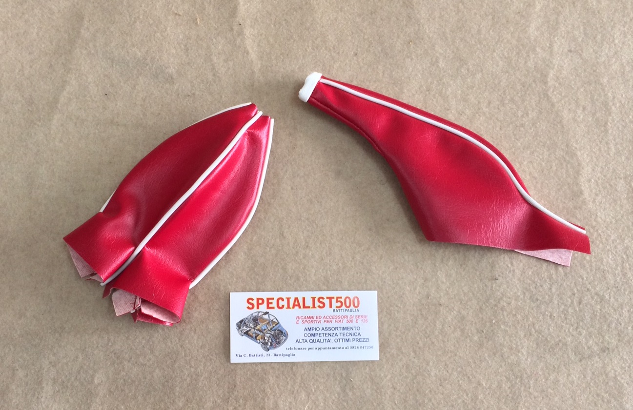 CUFFIA FRENO A MANO NERO BORDO ROSSO FIAT 500 F//L//R KIT CUFFIA LEVA CAMBIO