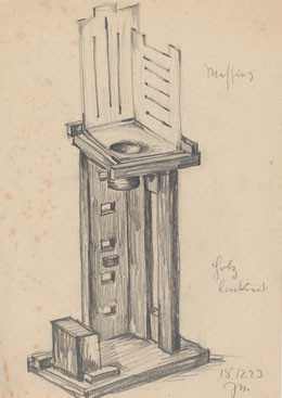 ohannes Niemeyer, Entwurf für eine Komposition in Holz und Messing, 1923, Bleistift auf Papier, Galerie Wannsee, Berlin