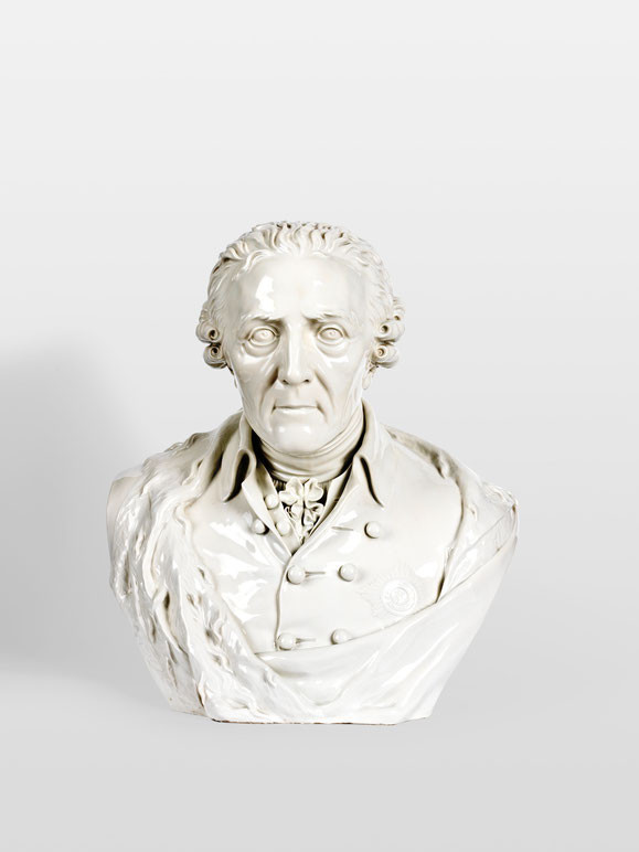 Bildnisbüste König Friedrichs II. von Preußen in Porzellan (nach Entwurf von Johann Gottfried Schadow?, 1805/06), KPM Berlin, Neuausformung um 1910. Foto Richard Kurc/Jörg Stolpmann