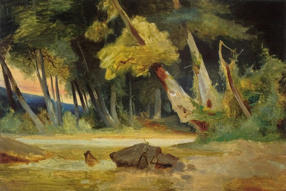 Waldlichtung, um 1837. Reproduktion nach Ausst. Kat. Berlin 1990, Carl Blechen zwischen Romantik und Realismus