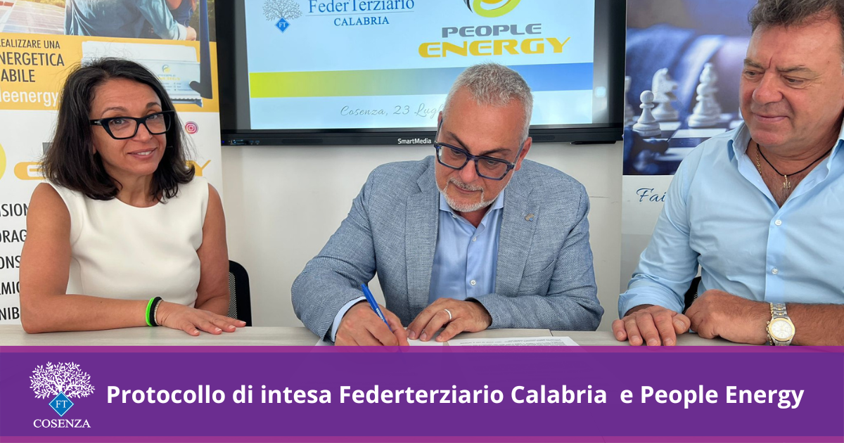 Federterziario Calabria e People Energy insieme per la transizione energetica: accordo per l’accesso degli associati alla comunità energetica COREMO