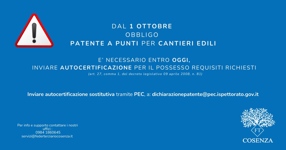Attenzione: obbligo invio autocertificazione per patente a punti entro oggi