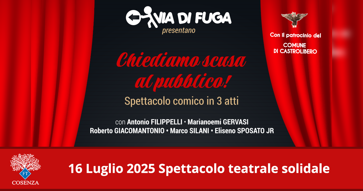 FederTerziario Cosenza tra gli sponsor dello spettacolo teatrale “Chiediamo scusa al pubblico!”