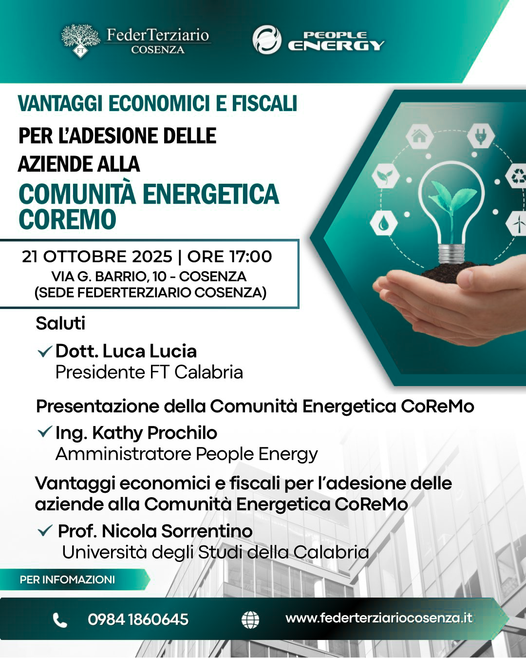 Vantaggi economici e fiscali per le aziende che aderiscono alla Comunità Energetica CoReMo | 21 ottobre