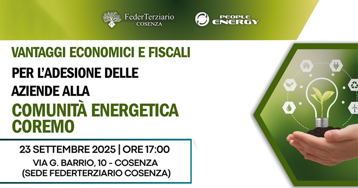 Vantaggi economici e fiscali per l'adesione delle aziende alla comunità energetica CoReMo | 23 settembre