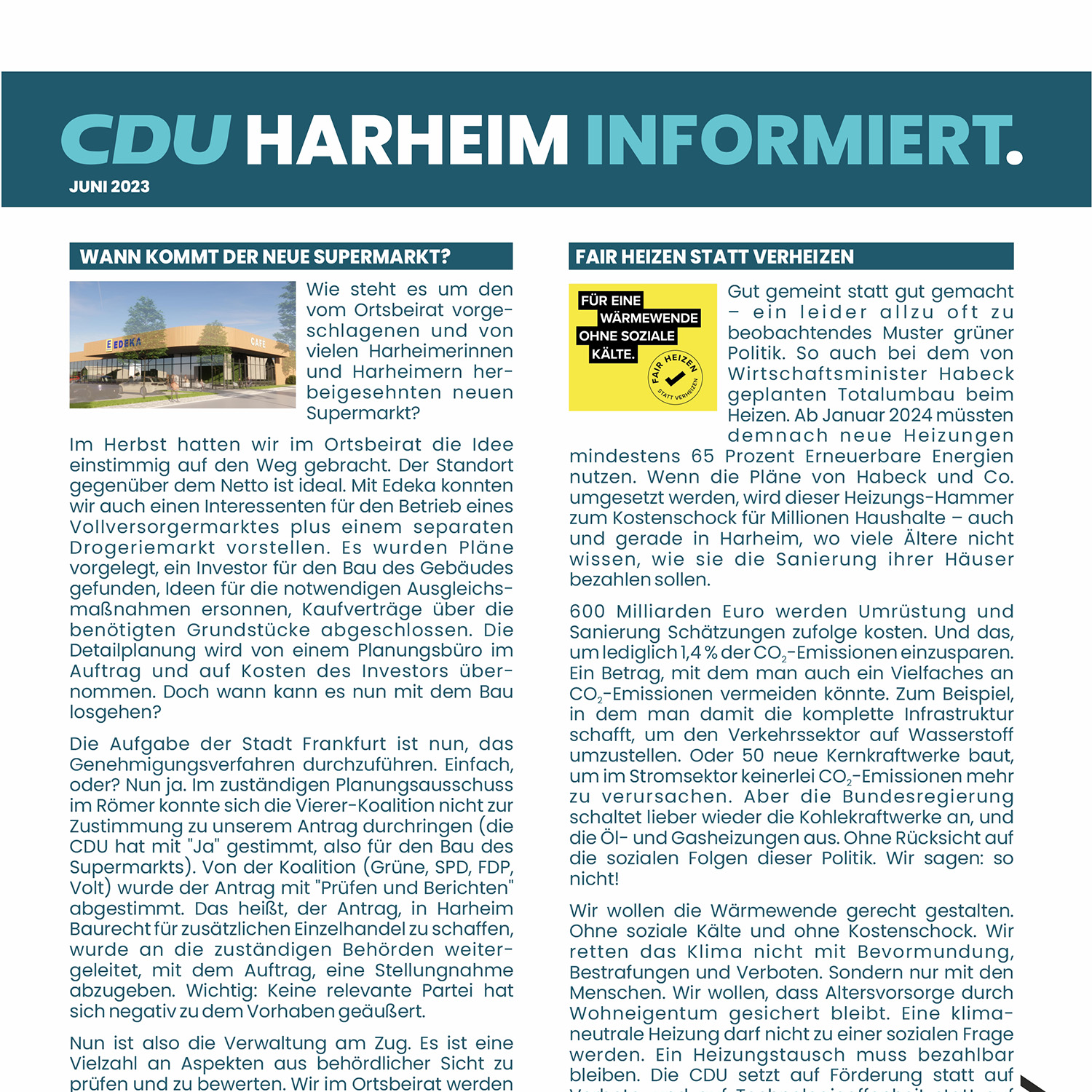 CDU Harheim informiert – Neue Ausgabe