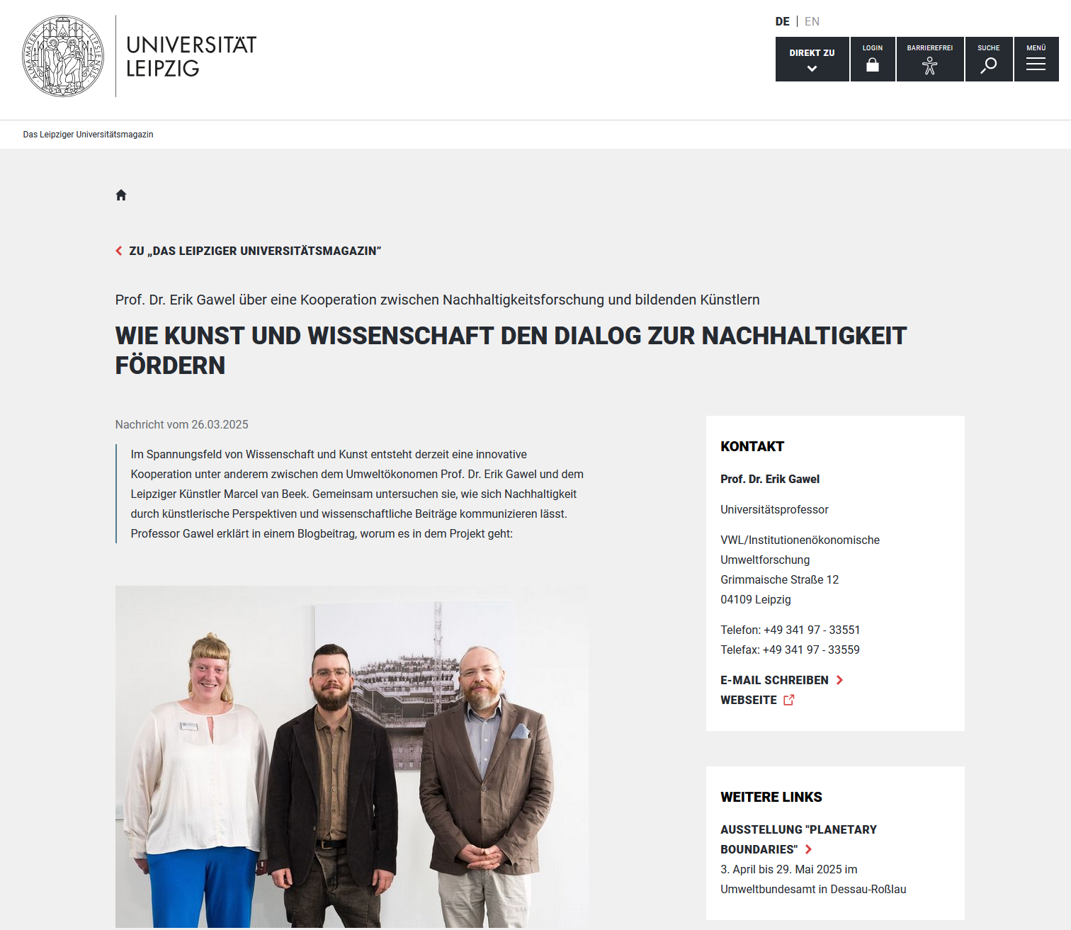 Das Leipziger Universitätsmagazin: Wie Kunst und Wissenschaft den Dialog zur Nachhaltigkeit fördern | 26.03.2025 