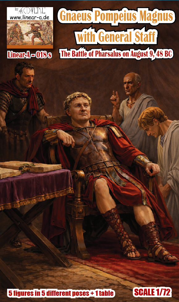 linear-A #018s Gnaeus Pompeius Magnus with General Staff, The Battle of Pharsalus on August 9, 48 BC.