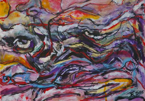"Wellenauge", 2005 - Mischtechnik auf Papier, 41x30 cm