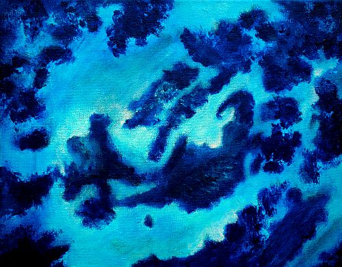 "Ursprung" (Phthaloblau), 2018 - Acryl auf Leinwand, 30x20cm