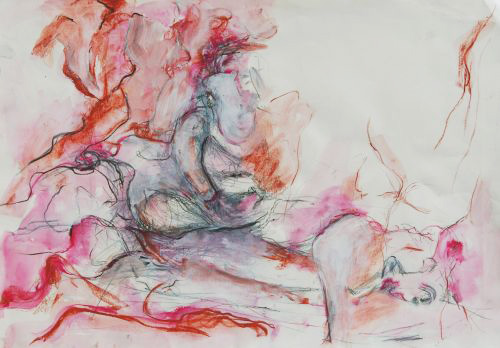 "Akt abtrakt", 2001 - Mischtechnik auf Papier, 59x42 cm