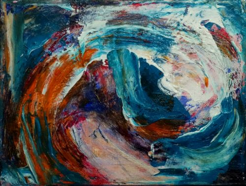 "Welle, blaugrün", 2017 - Acryl auf Leinwand, 23x18 cm