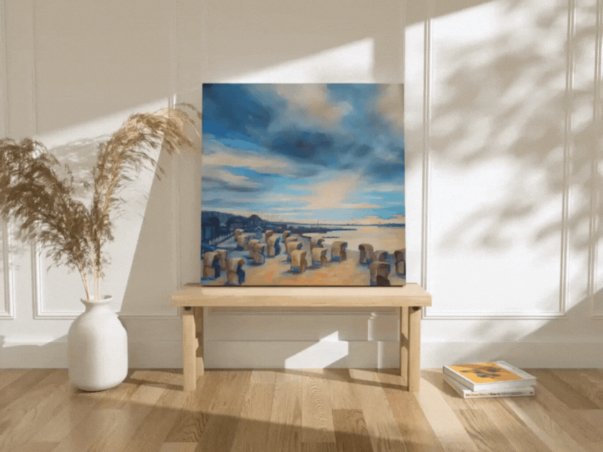 www.astrid-kromer-malerei.de, Abendstimmung, 100x100cm, Acryl auf Leinwand - Stadtbilder und maritime Landschaften I Original Kunstwerke für Ihre Räume - individuell, besonders, einzigartig.