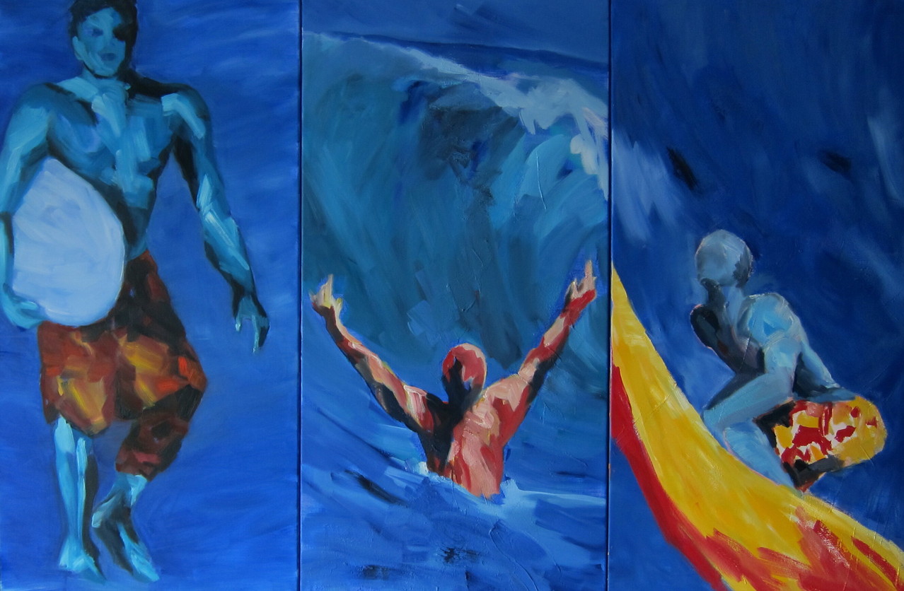 Surfer 4,5,6 - 2002-Öl / Lw - je 100 x 50 cm