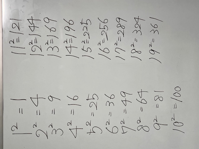 中1数学　2乗は覚えよう